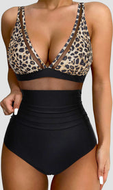 Emoswimsuit - Women Sexy Mesh Tummy Control Swimsuit Push Up High Waisted Bathing Suit